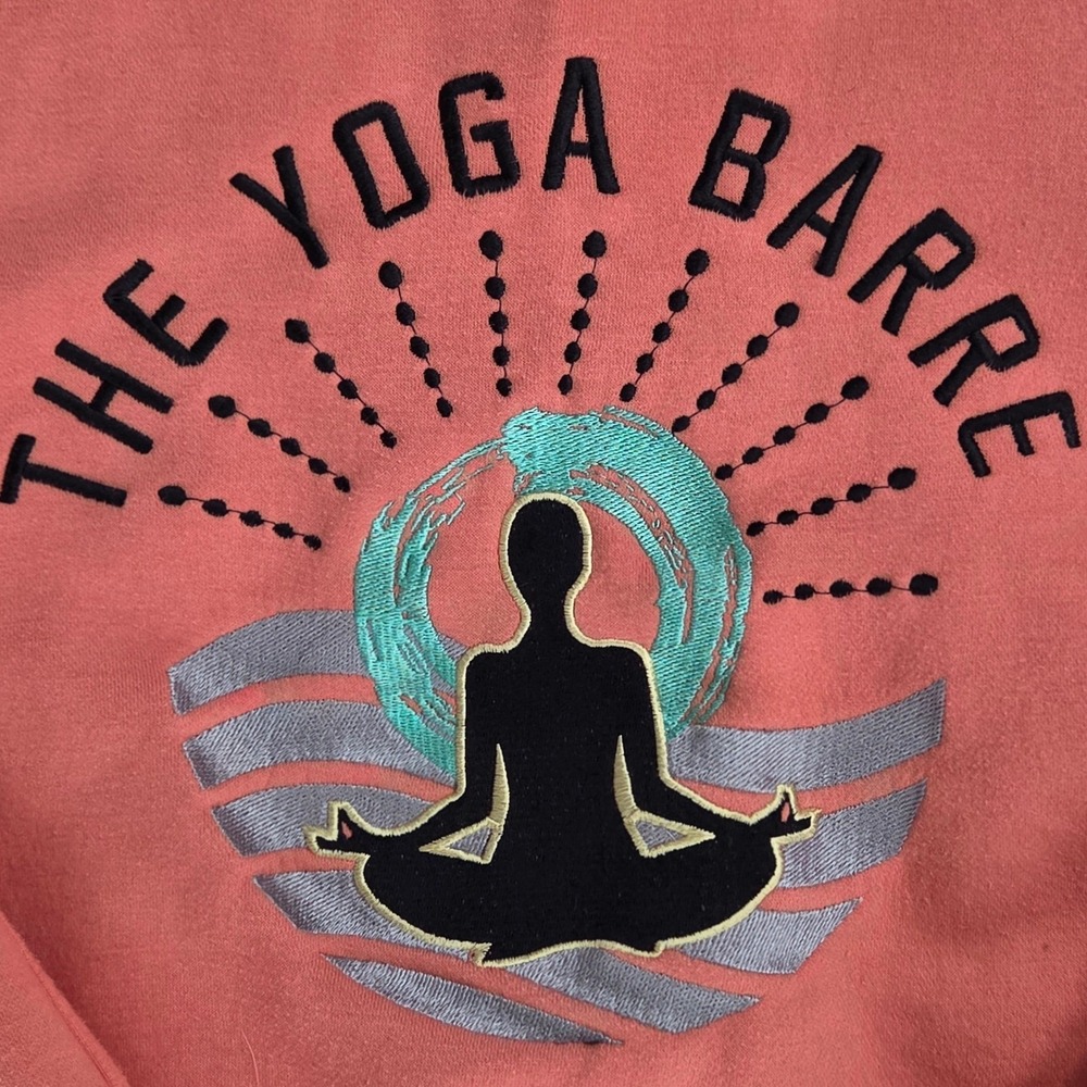Yoga Barre Coral Zip‎ Up Hoodie Athletic Meditation Women's XL Boho Embroidered